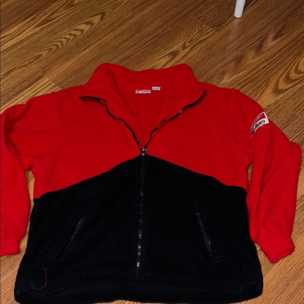 VINTAGE Marlboro Fleece Jacket Mens Adult Large Classic Red & Black Color-block
